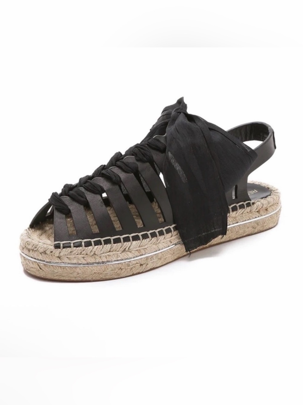 Rebecca Minkoff Black Braided Espadrille Slingback Sandal